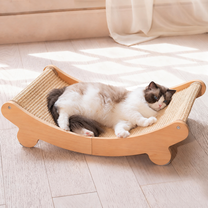 Sisal Cat Scratcher Bed Indoor Wooden Cat Furniture