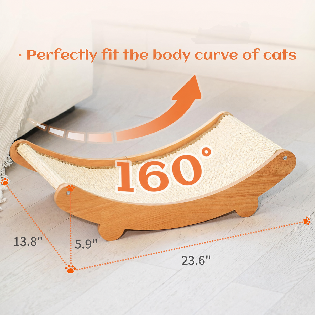Sisal Cat Scratcher Bed Indoor Wooden Cat Furniture